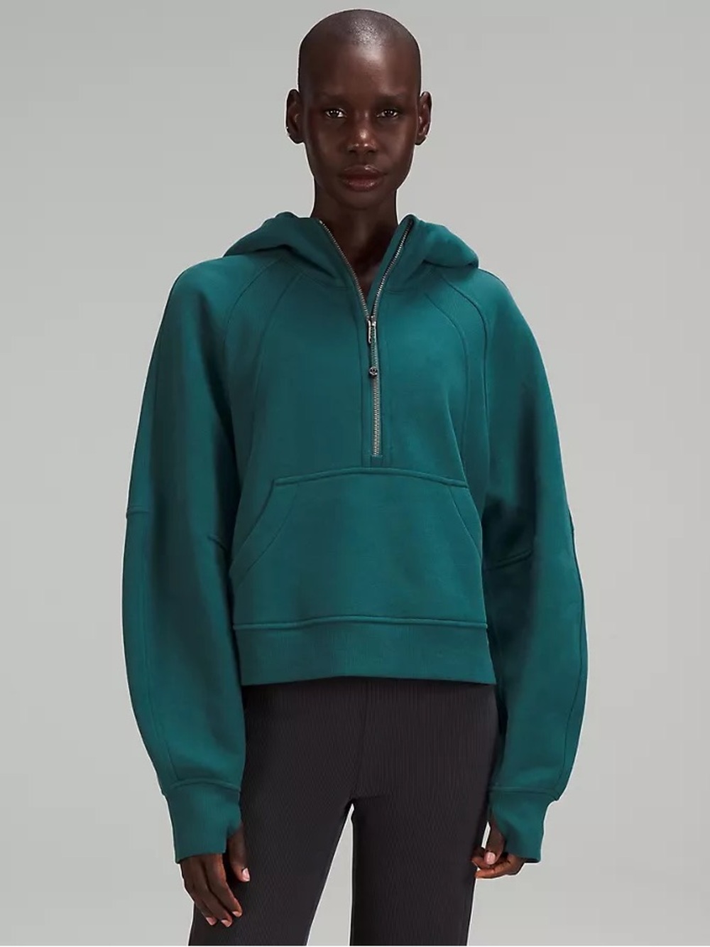 Lululemon Teal scuba Half-Zip Hooded Pullover